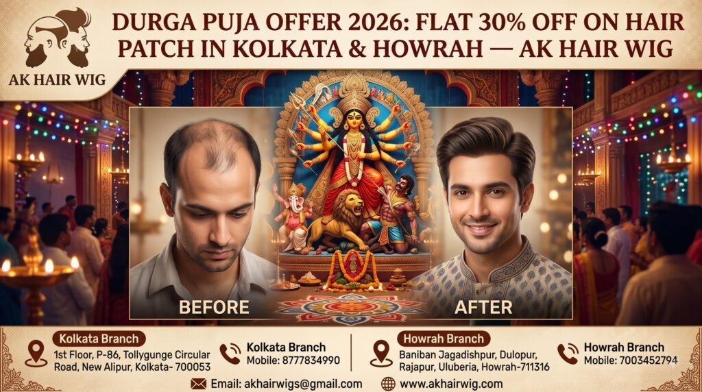 Durga Puja Offer 2026: Flat 30% Off on Hair Patch in Kolkata & Howrah — AK Hair Wig
